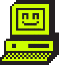El Cyber logo. Computer screen with smiley face